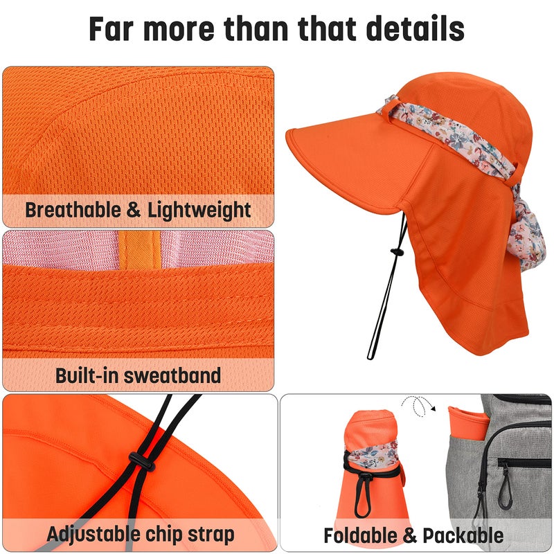 Solaris UPF 50+ Women's Wide Brim Sun Hat â€“ Lightweight Foldable with Detachable Scarf & Neck Cover, UV Protection for Hiking, Beach, Gardening - Image 3